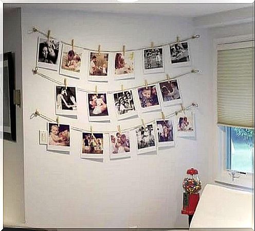 Decoration with hanging photos