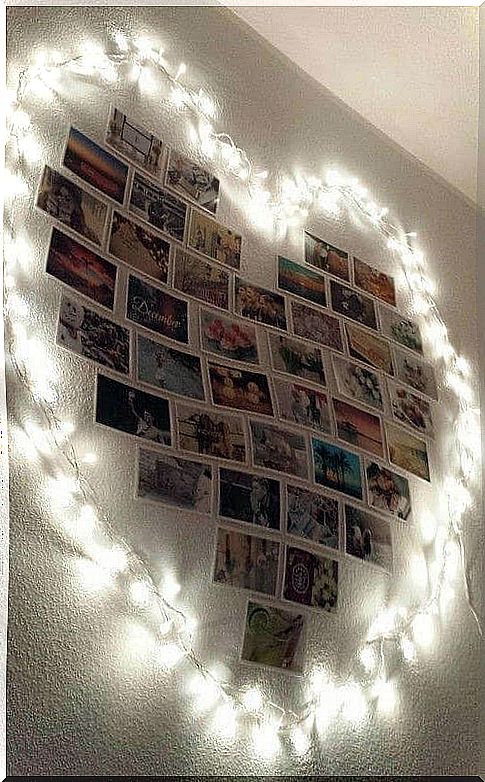 Decoration with heart-shaped photos