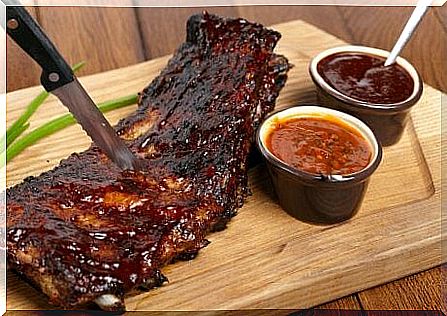 Rib with barbecue sauce