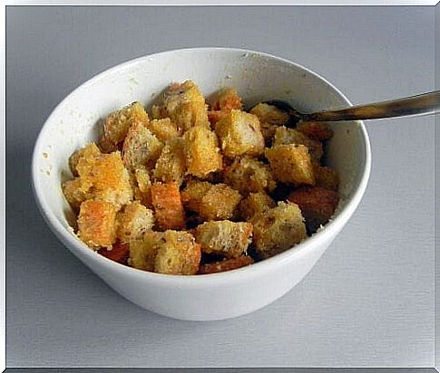 Croutons made with old bread