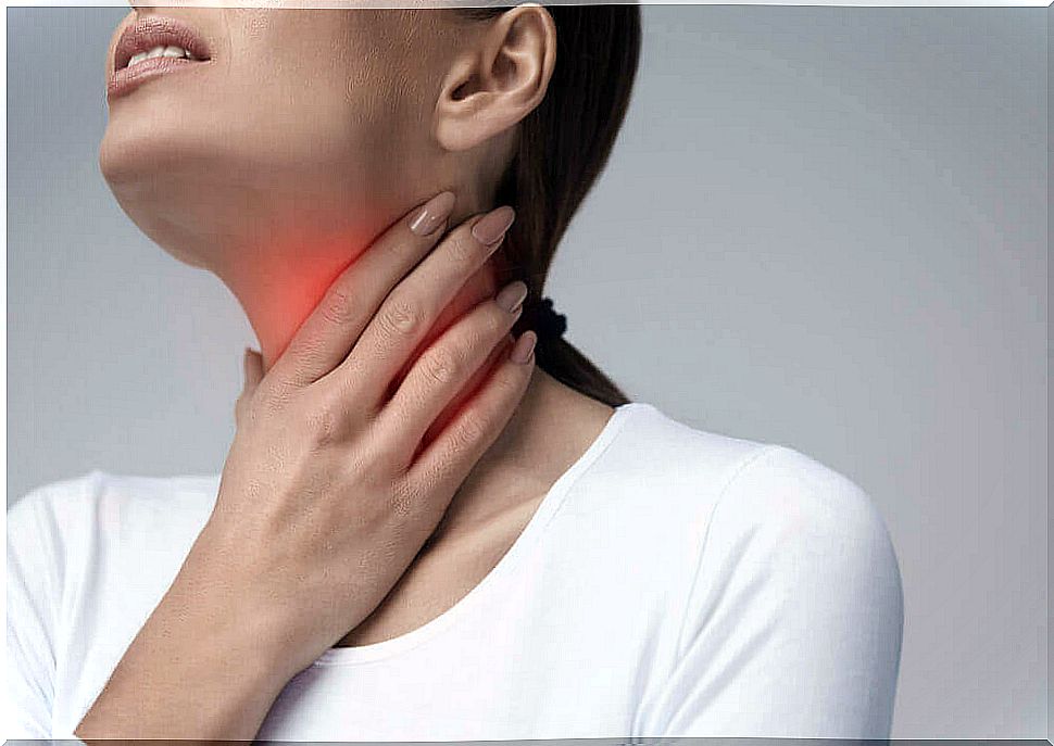 woman with sore throat