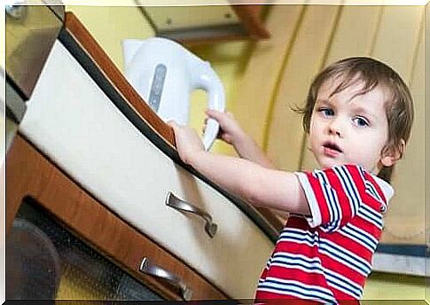 boy getting hot water container