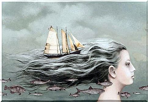 Girl with boat in her hair leaves the past behind