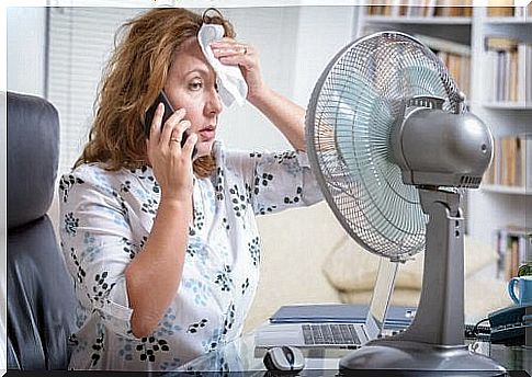 woman on fan