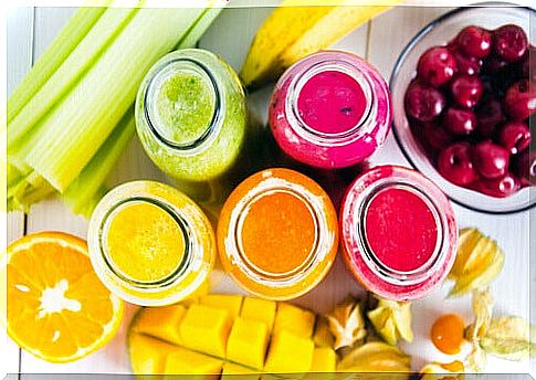 Vitamins and colored juices for every day of the week